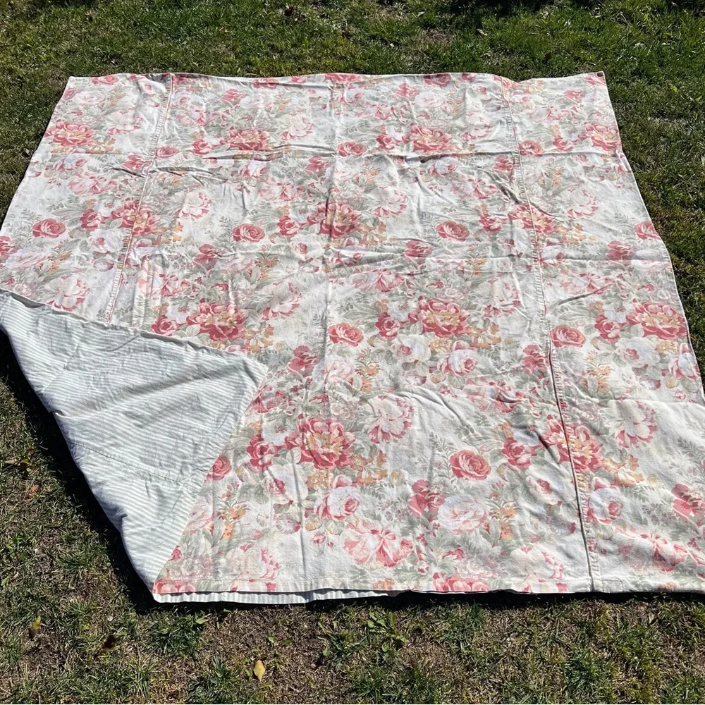 VTG Cottage Country Shabby Duvet Cover Reversible Roses Stripes Ralph Lauren?